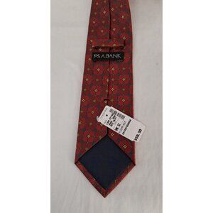 Jos. A. Bank Men's Tie 58.5 x 3.5 Hand Sewn Silk Red Neat Geometric Designer NWT